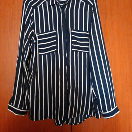 Striped shirt used, size M, white and blue