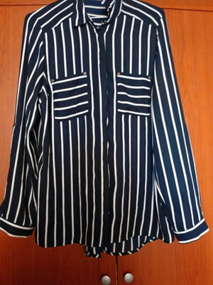 Striped shirt used, size M, white and blue