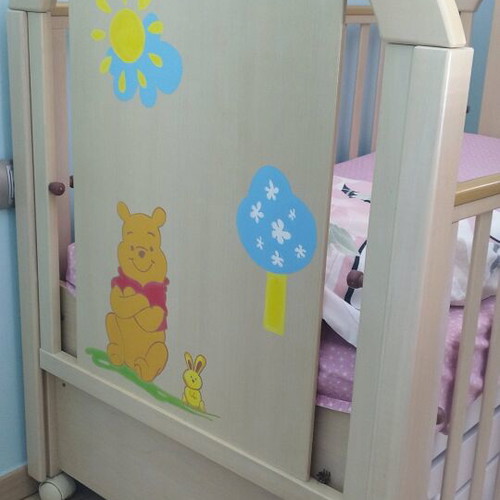 Baby bed with dresser used, wooden construction