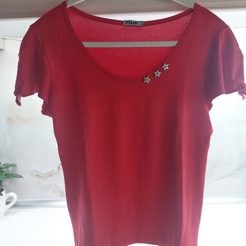 Women's summer short-sleeve blouse red, like new, size M