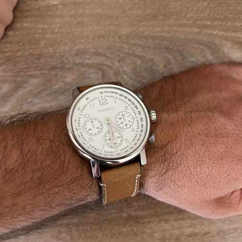 Oozoo watch used with brown strap