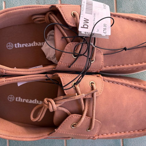 Threadbare men's boat shoes new, size 43, beige/brown
