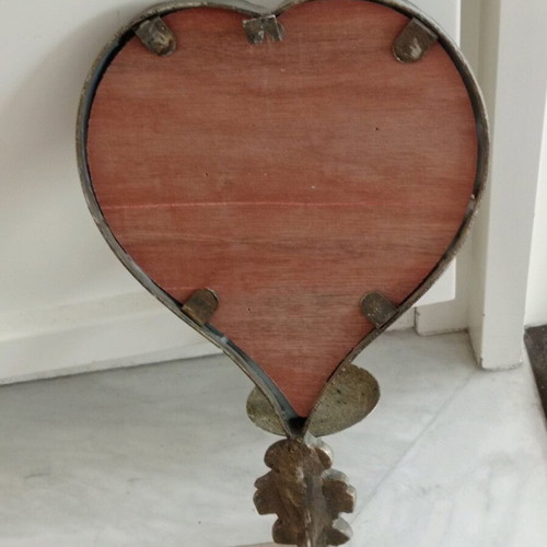 Candle holder with heart-shaped mirror, Italian, like new