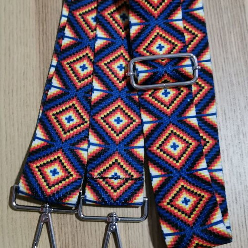 Bag strap like new, multicolored with silver metal details