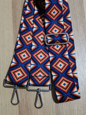 Bag strap like new, multicolored with silver metal details