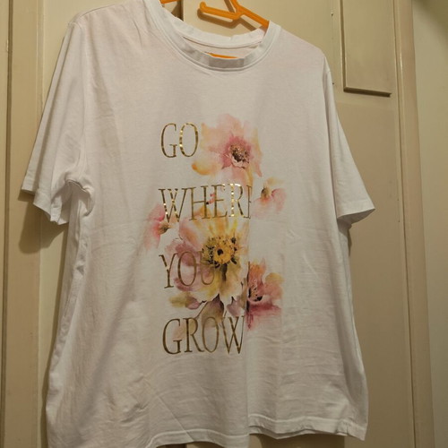 White women's blouse with pink print, size XXL, made to order