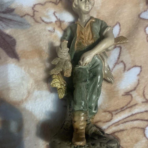 Vintage chalkware Goose Girl figurine, 70s, hand paint