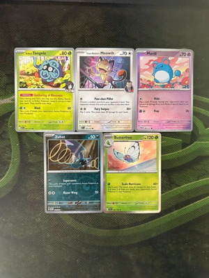 Pokemon cards Meowth, Zubat, Marill