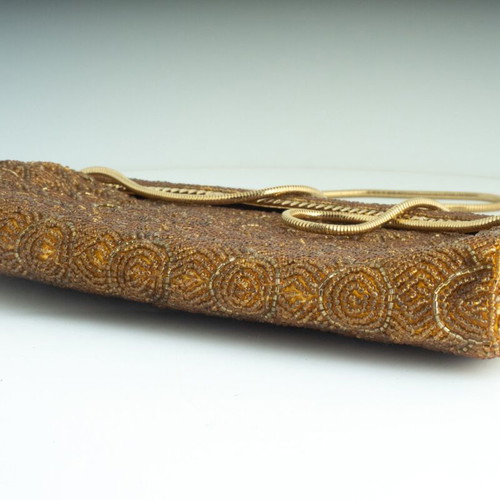 Vintage Evening Clutch Bag used with sparkling beadwork and gold clasp