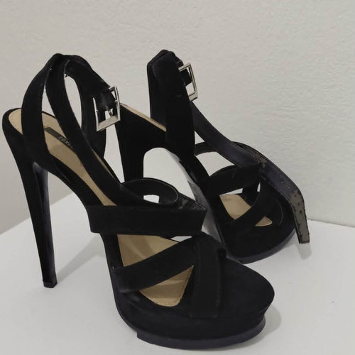 Forever 21 black platform sandals size 37 used with strap wear