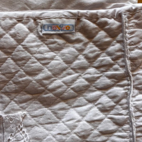 Cotton fabric toiletry bag with acrylic interior used
