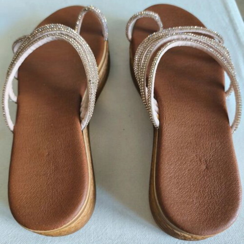 Women's platform sandals 5 cm with rhinestones like new, brown, size 37