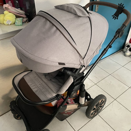 Bebe Star Belize 3-in-1 stroller used with car seat and backpack