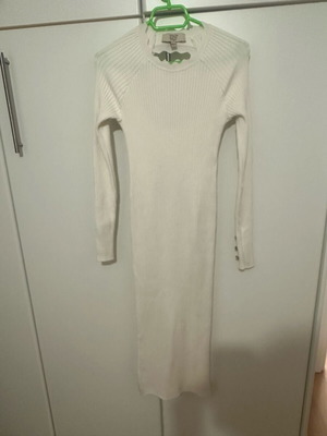 Zini Boutique midi dress white like new, rib fabric