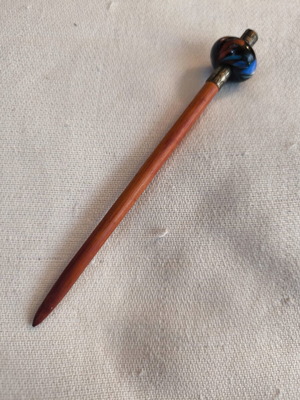 Japanese Hair Stick new with clay bead, multicolor brown