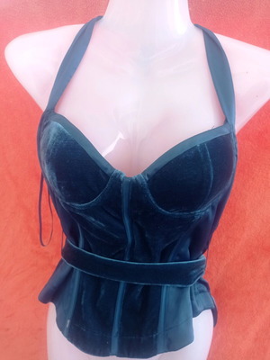 J Lo top new, velvet with satin details, cypress color