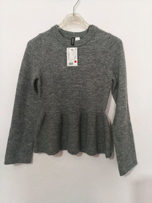 Μπλουζάκι βαμβακερό H&M καινούργιο, γκρι, μέγεθος XS