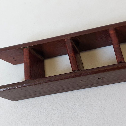 Handmade wooden miniature ladder used, 39 cm