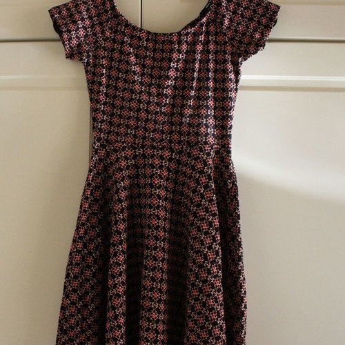 Dress with pattern used, size S, black and red
