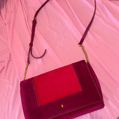 Paul's Boutique Crossbody Bag like new, suede, red and pink color-blocking