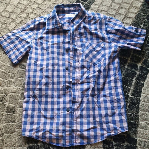 Zara kids checked shirt blue and pink used 7-8 years