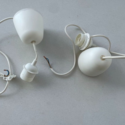 Minimalist Frosted Glass Pendant Ceiling Lamp Set with 2 Bonus Pendant Cords, like new
