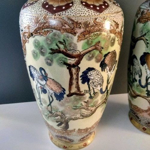 Royal Satsuma vases used, set of 2, height 31cm