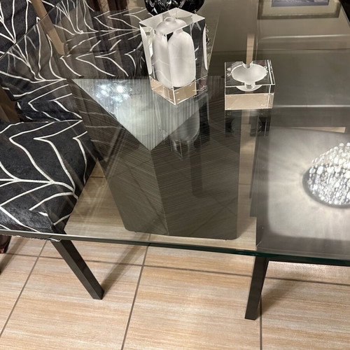 Dining set with glass, buffet and 6 chairs like new, Italian