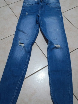 Blue jeans with rips, size S / 36 / 8
