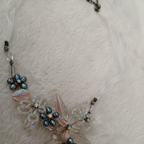 Vintage handmade choker necklace like new with beads and rhinestones