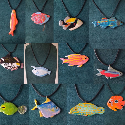 Fish necklace new, handmade colorful summer jewelry