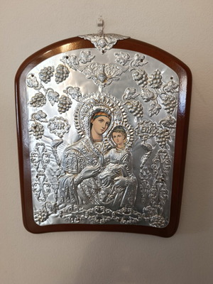 Icon of Virgin Mary and Christ silver like new
