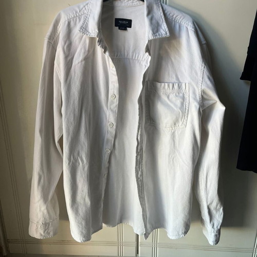 Pull & Bear White Long-Sleeve Overshirt Medium like new