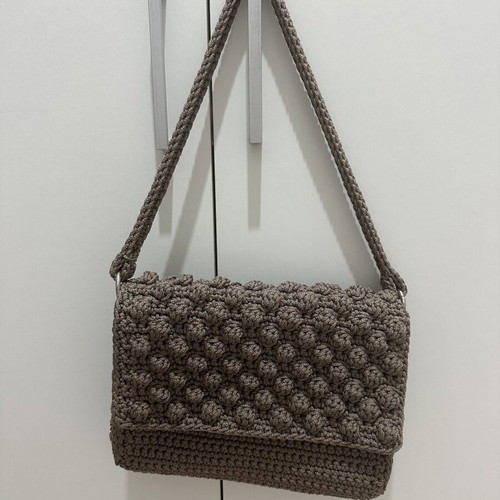 Handmade shoulder bag, grey and beige