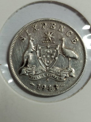 Australia Six Pence 1943 Silver μεταχειρισμένο σε καλή κατάσταση VF
