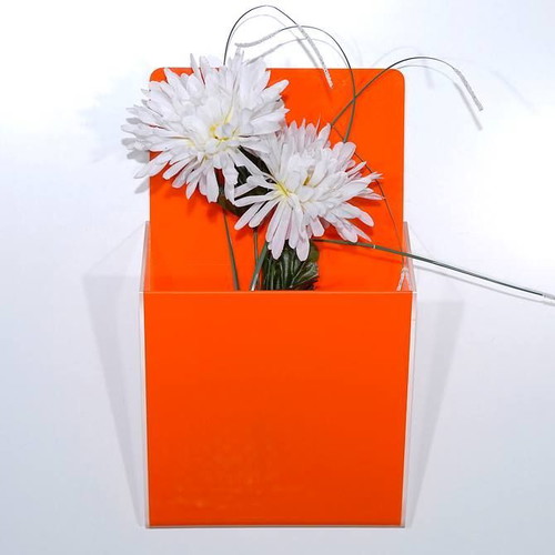 Wall vase for flowers made of plexiglas in various colors