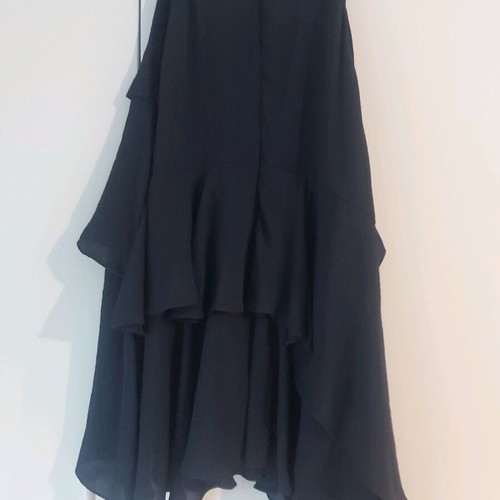 Asymmetric long skirt with ruffles blue like new, size M
