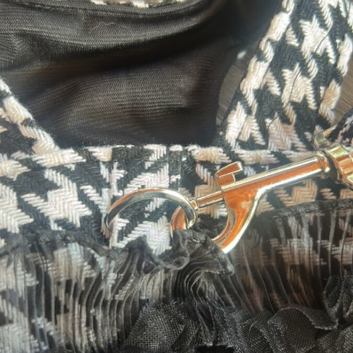 Dog leash new with white flower pin bolero style black and white