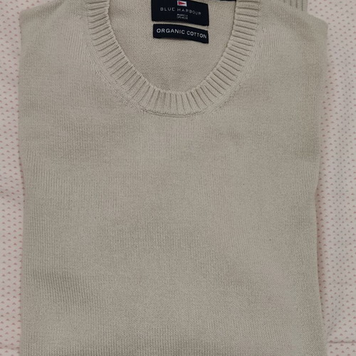 Πουλόβερ M&S Blue Harbour No. XL σαν καινούργιο, κρεμ οργανικό βαμβάκι