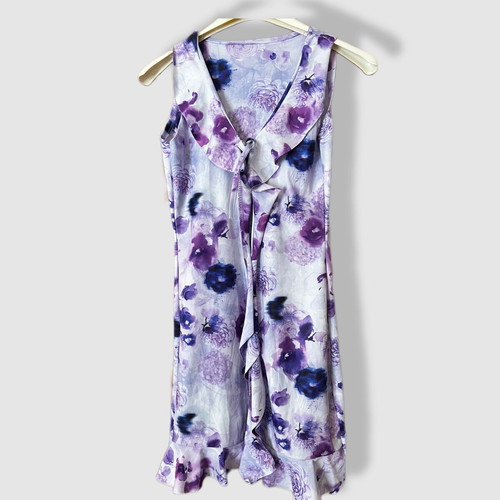 Floral mini dress new, white and purple