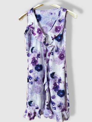 Floral mini dress new, white and purple
