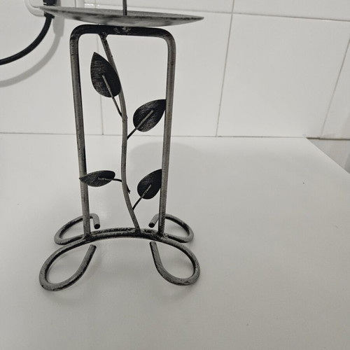 Metal candlestick with leaves like new
