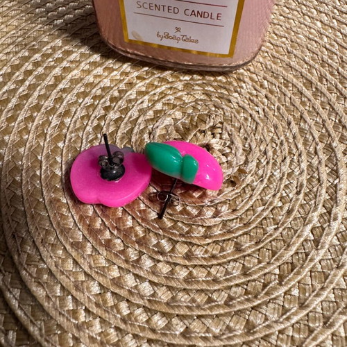 Earrings unique pink made to order, size 2 cm