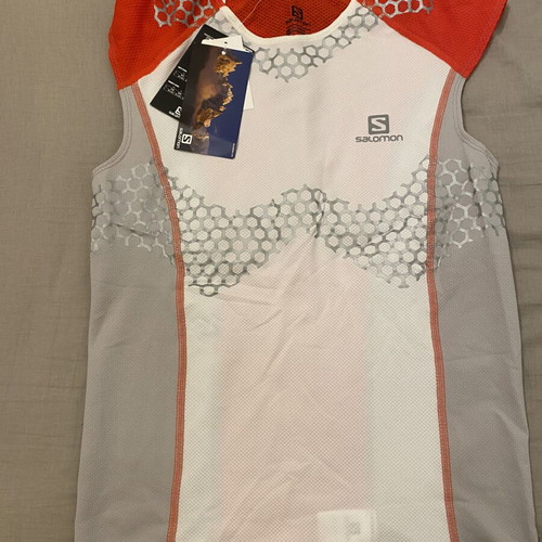 Salomon technical compression shirt, new, size M, orange and white