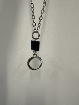 Women's silver necklace with black stone