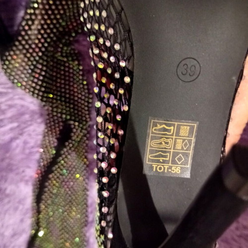 Knee-high boots new, size 39, mesh with rhinestones, 12cm heel