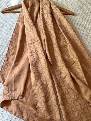 Dior μεγάλο διπλής όψης vintage μεταξωτό μαντήλι, μπεζ