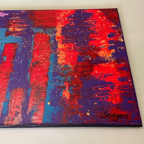Abstract painting with acrylics Urban Sunset like new