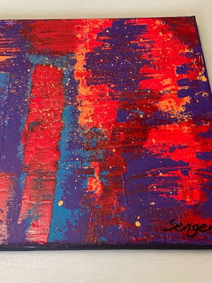 Abstract painting with acrylics Urban Sunset like new