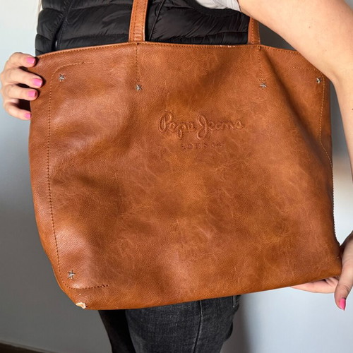 Pepe Jeans shoulder bag used, brown leather shopper